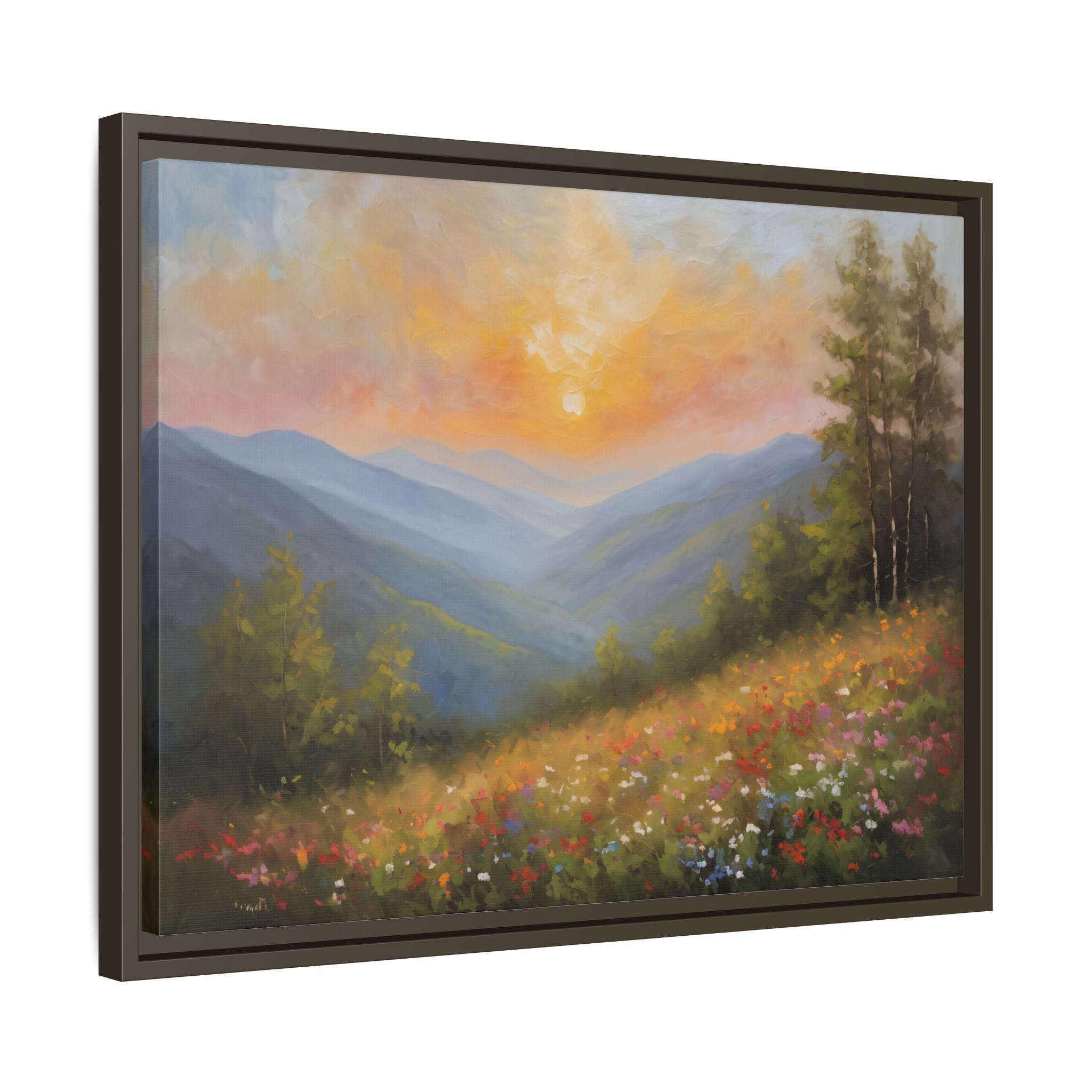 Blue Ridge Mountains Oil Painting Print – Appalachian Sunset Landscape Wall Art