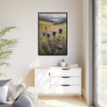 Scottish Highlands Thistle Oil Painting Print – Isle of Skye Wildflower Landscape Wall Art