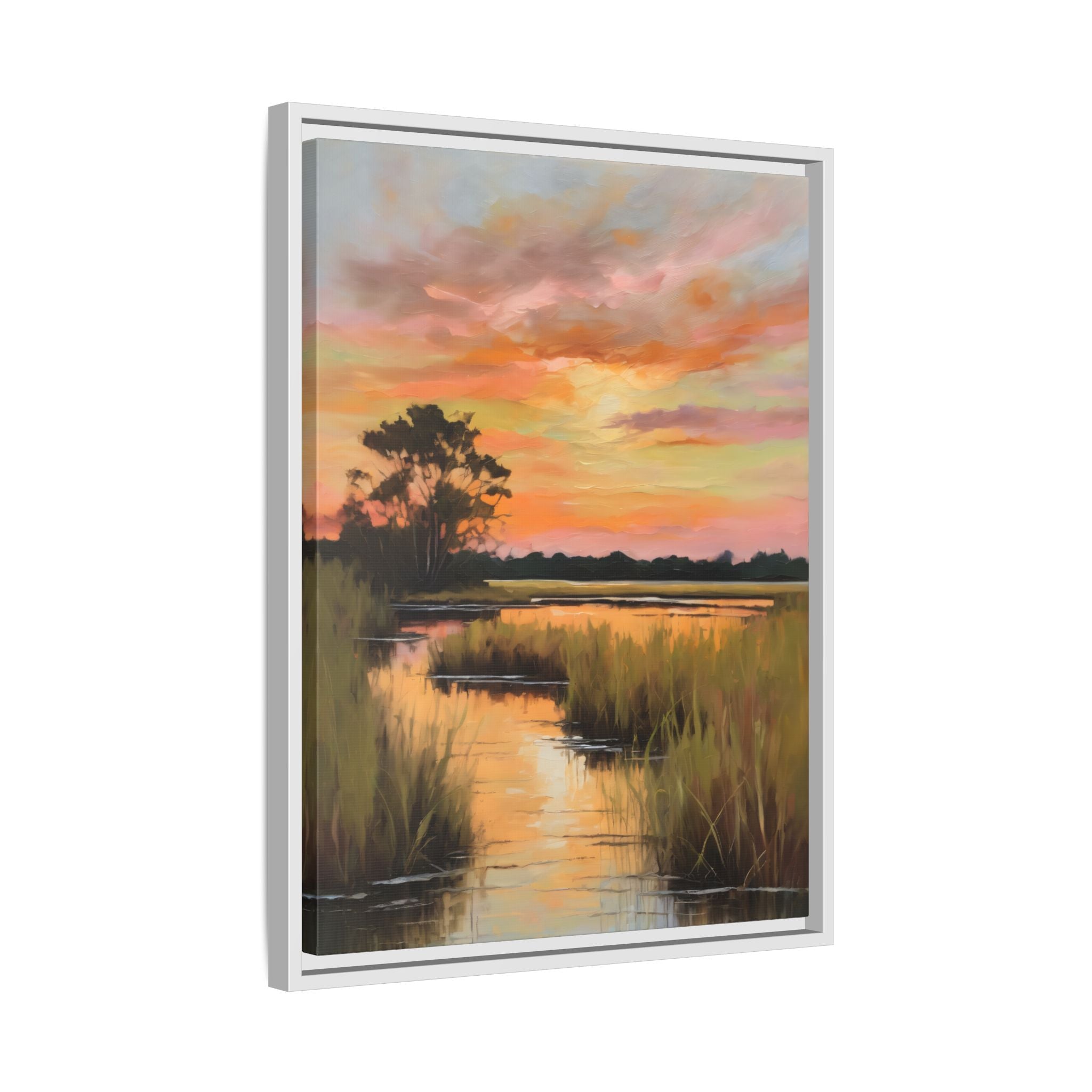 Salt Marsh Oil Painting Print – Lowcountry Sunset Landscape Wall Art