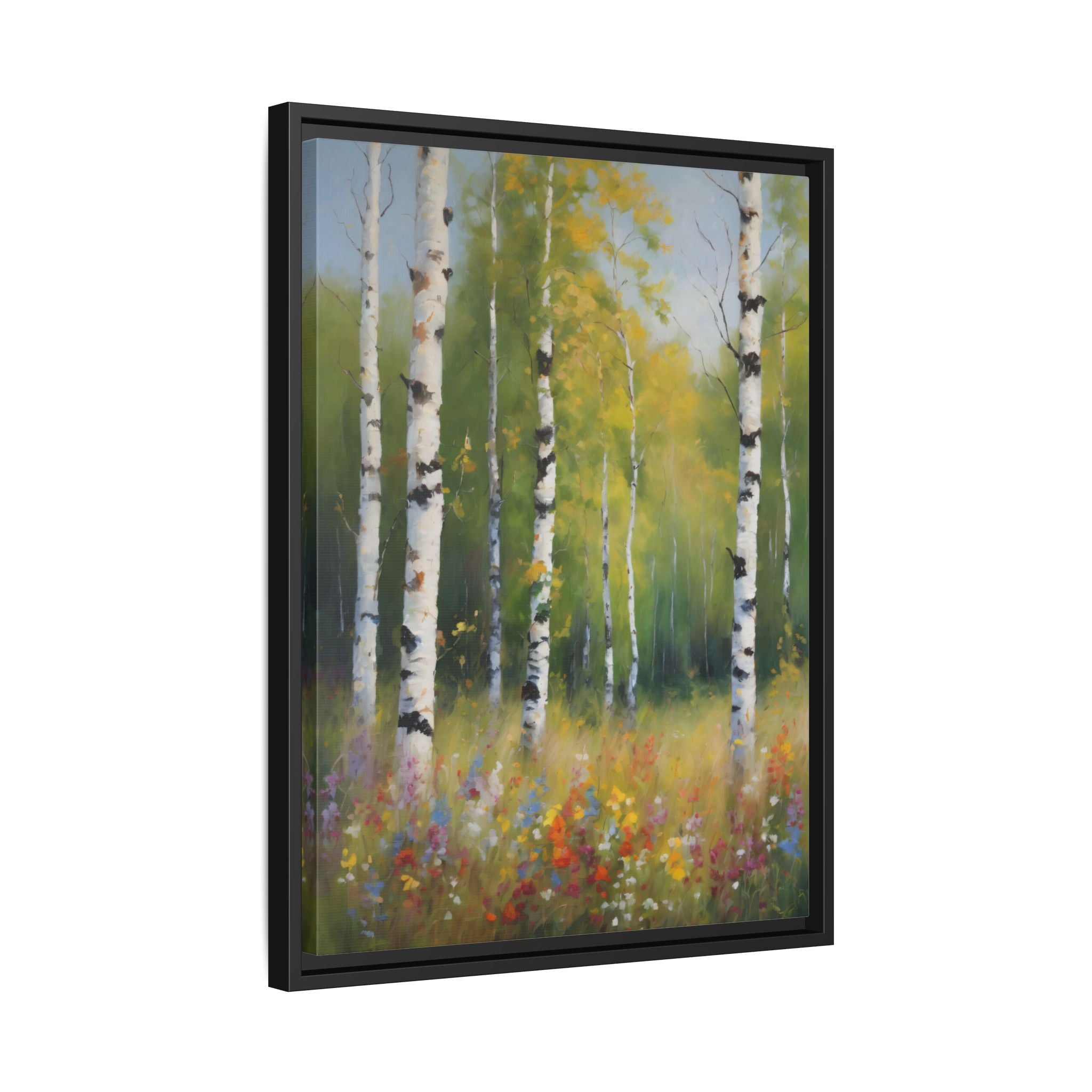 Birch Forest Oil Painting Print, Spring Woodland Canvas Decor
