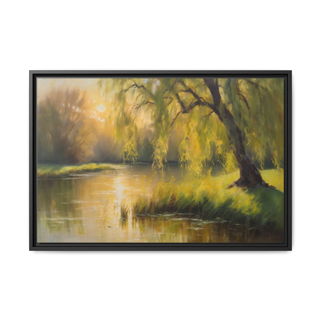 Willow Tree Oil Painting Print – Rustic Countryside Landscape Wall Art