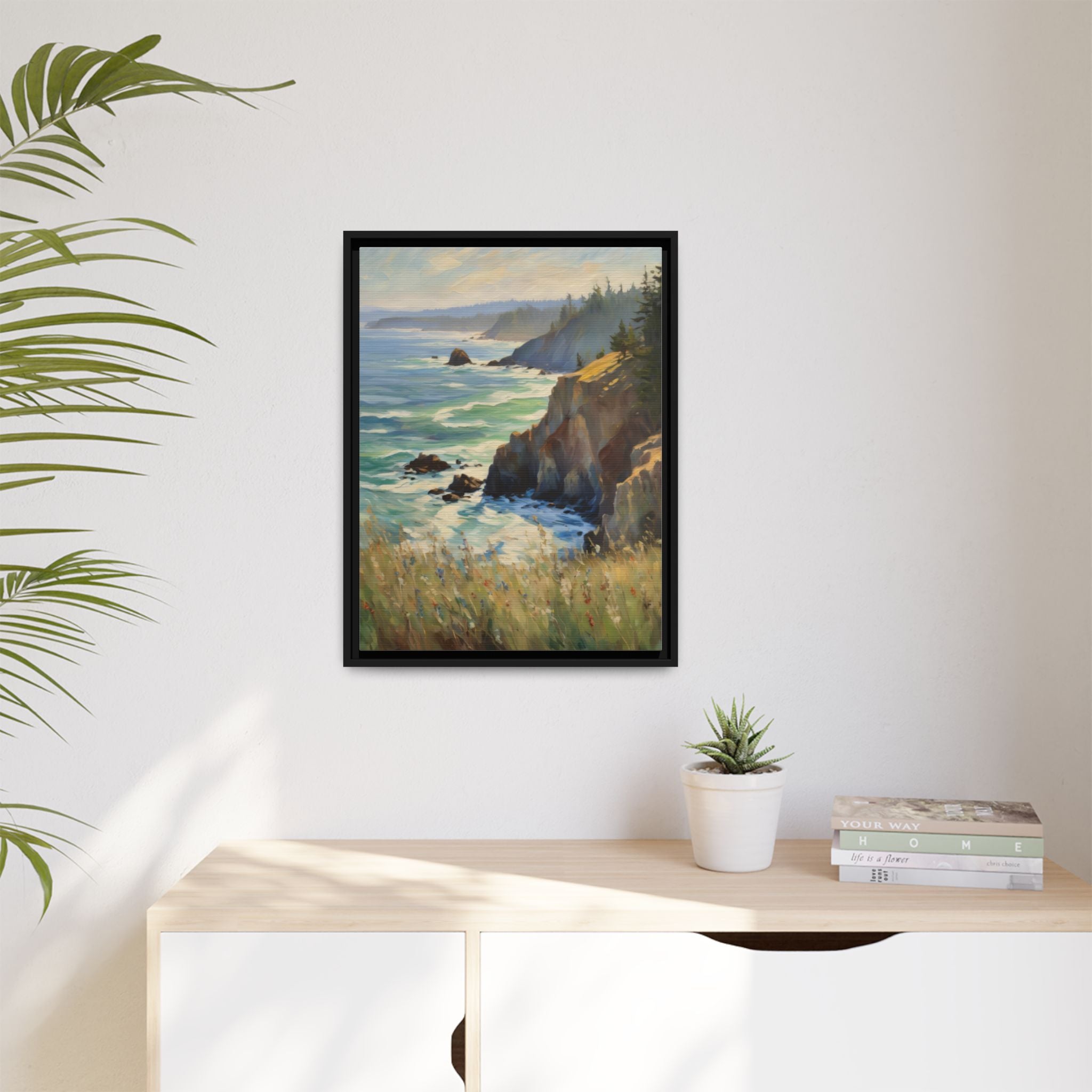 Pacific Northwest Oil Painting Print – Oregon Coastal Seascape Landscape Wall Art