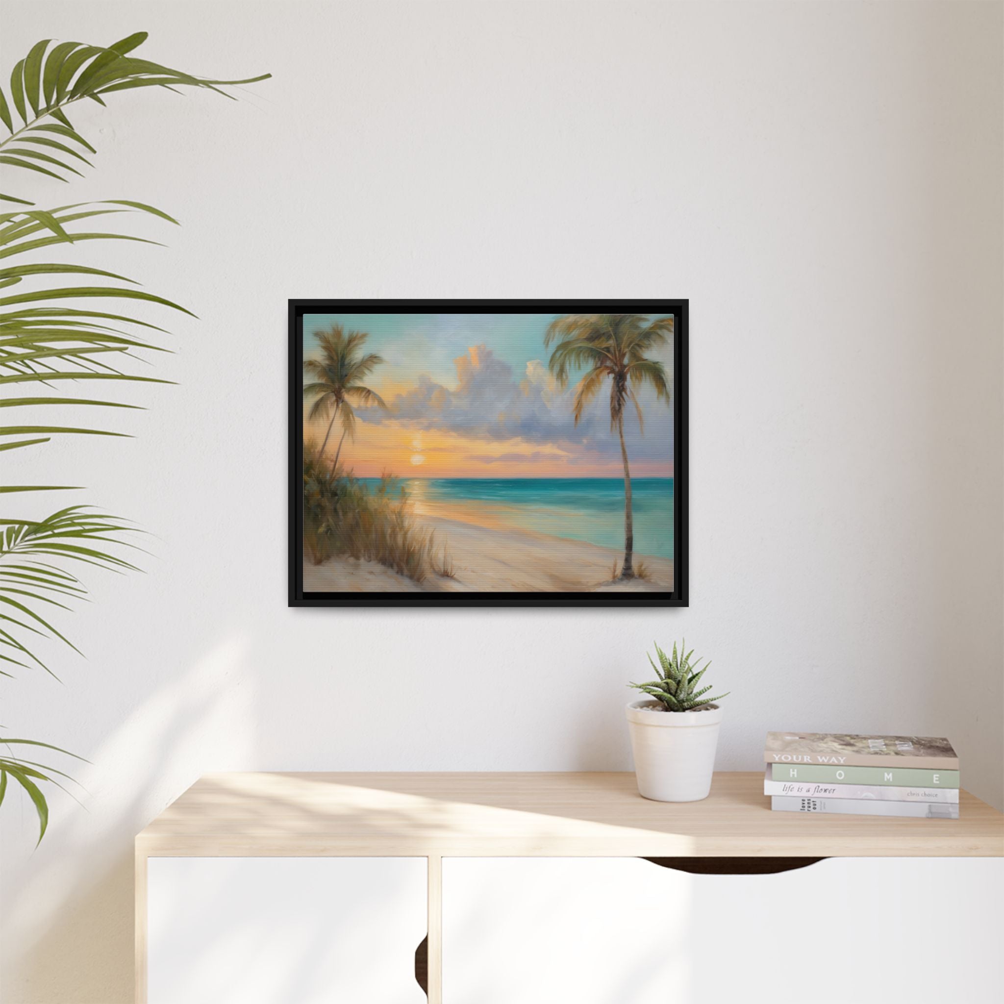 Florida Beach Oil Painting Print – Key West Sunset Coastal Landscape Wall Art
