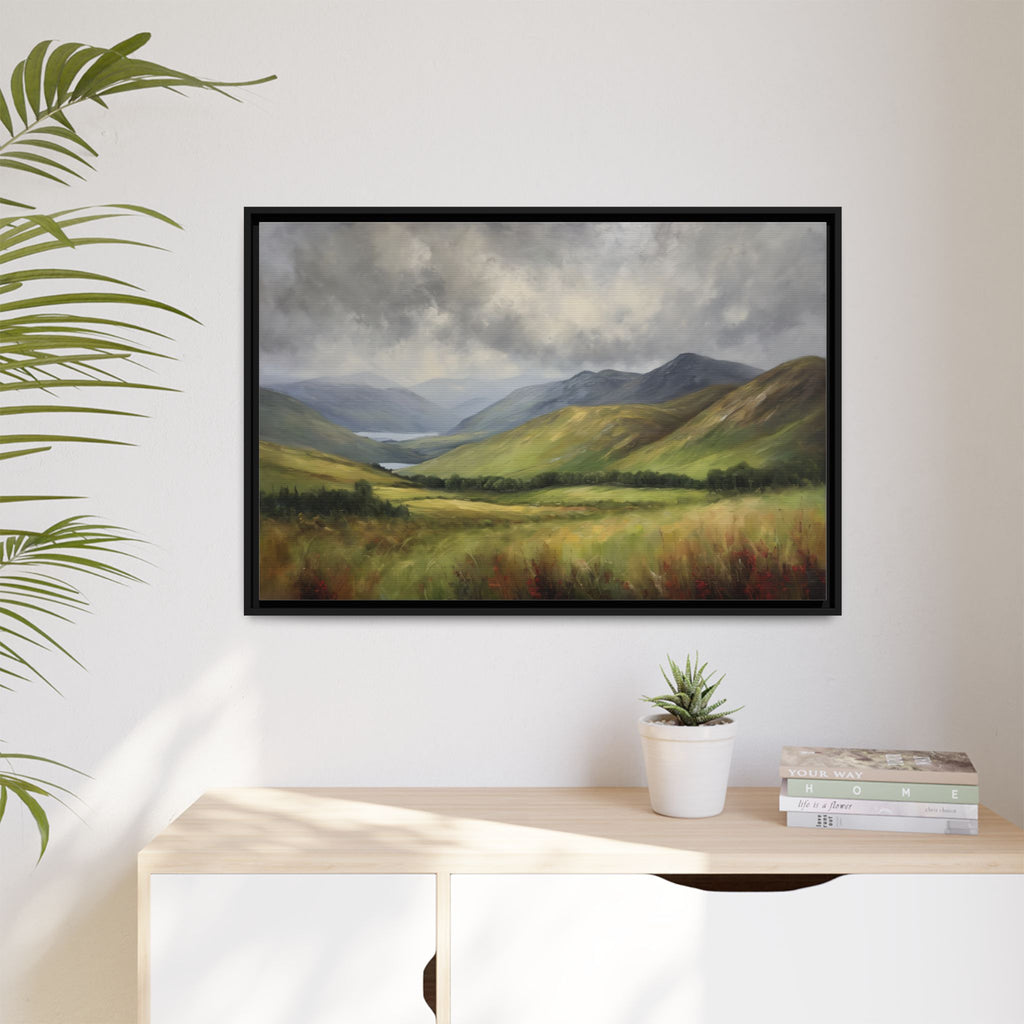 Scottish Highlands Oil Painting Print – Highland Mountain Landscape Wall Art