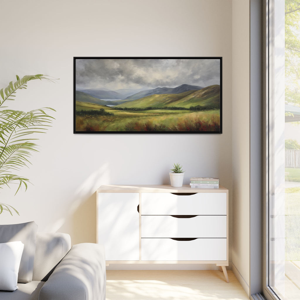 Scottish Highlands Oil Painting Print – Highland Mountain Landscape Wall Art