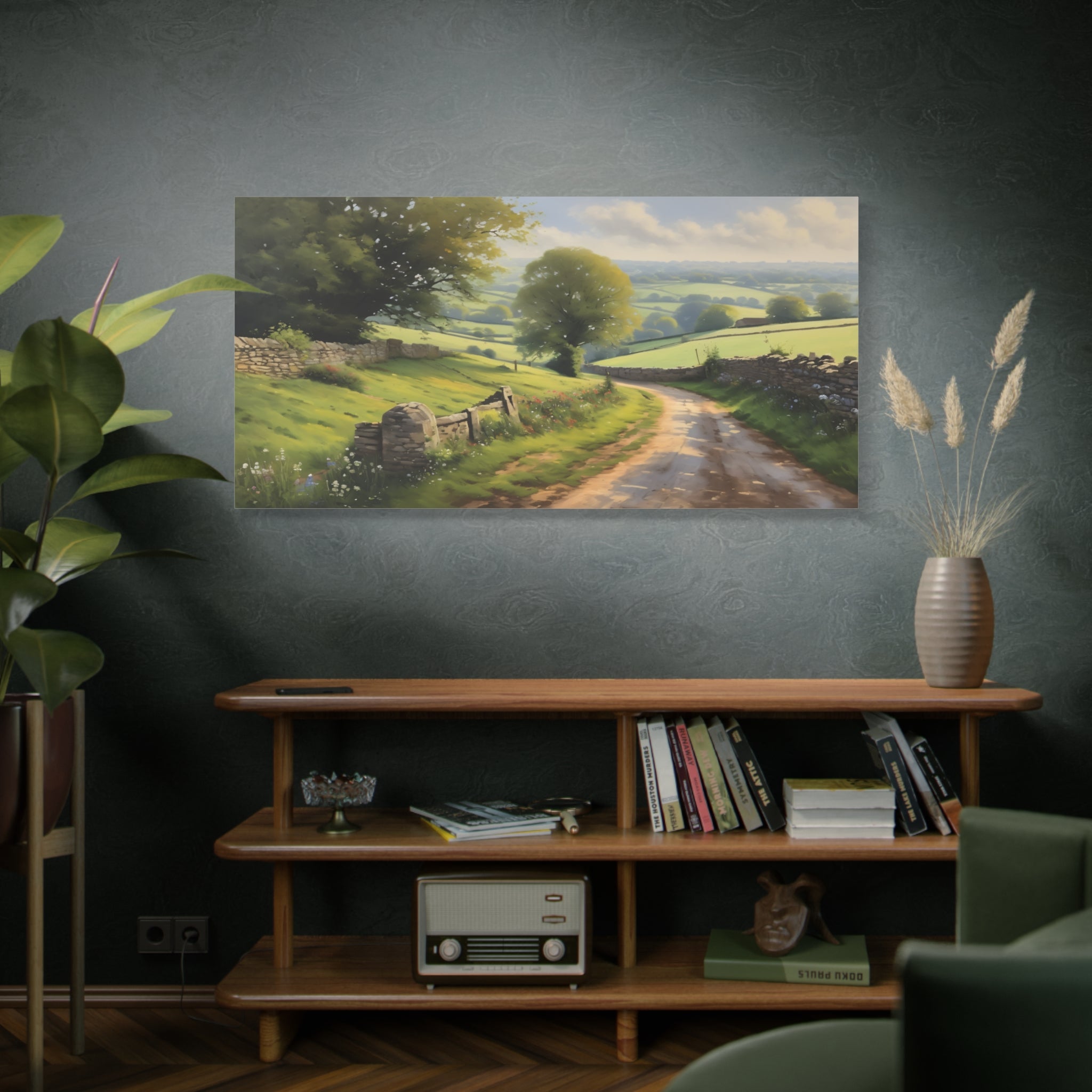 Cotswolds Oil Painting Print – English Countryside Landscape Wall Art