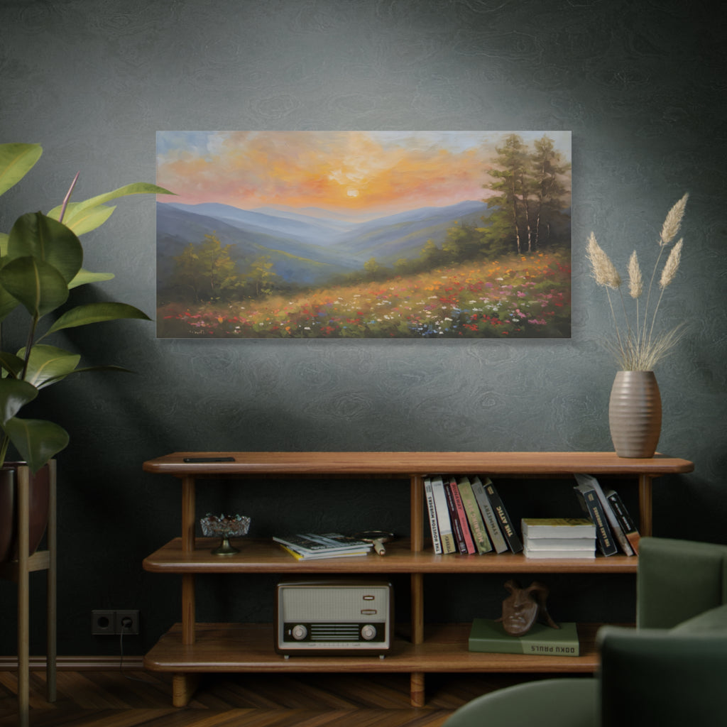 Blue Ridge Mountains Oil Painting Print – Appalachian Sunset Landscape Wall Art