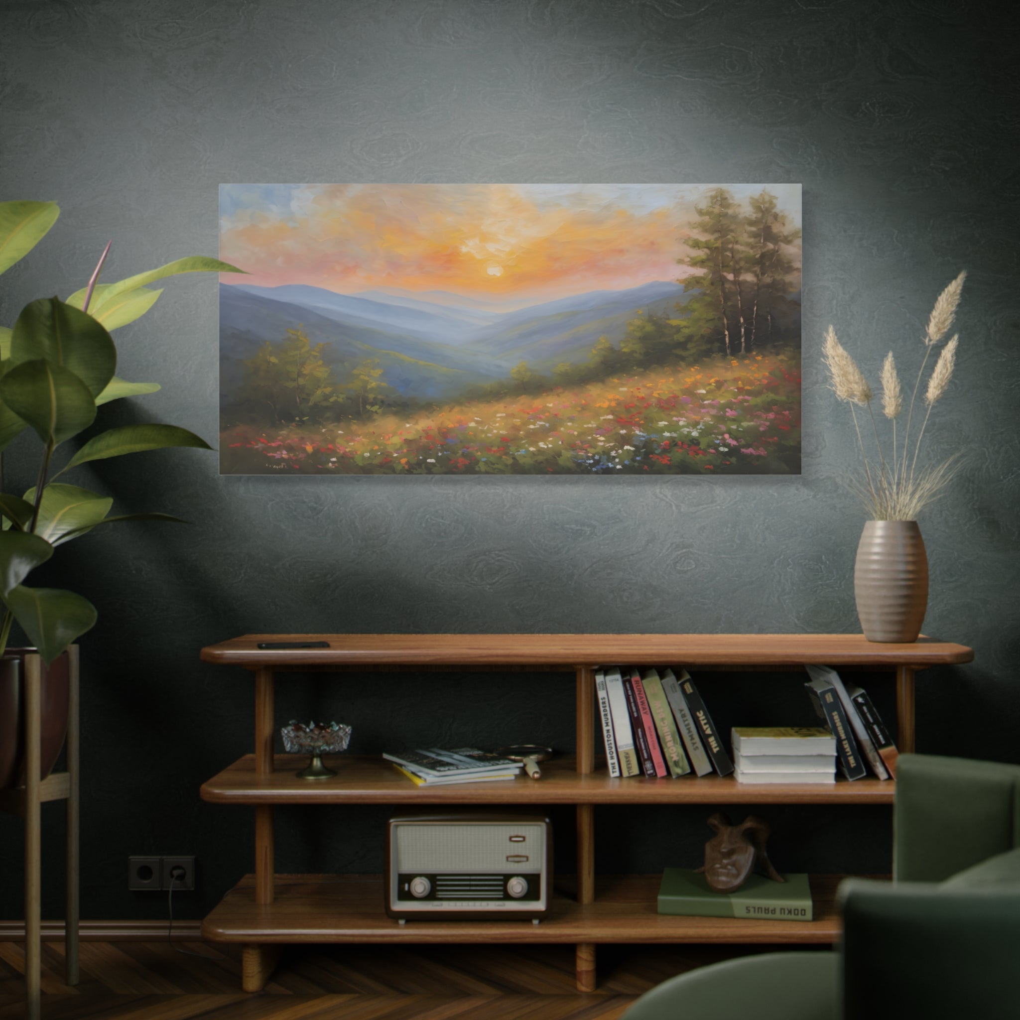 Blue Ridge Mountains Oil Painting Print – Appalachian Sunset Landscape Wall Art