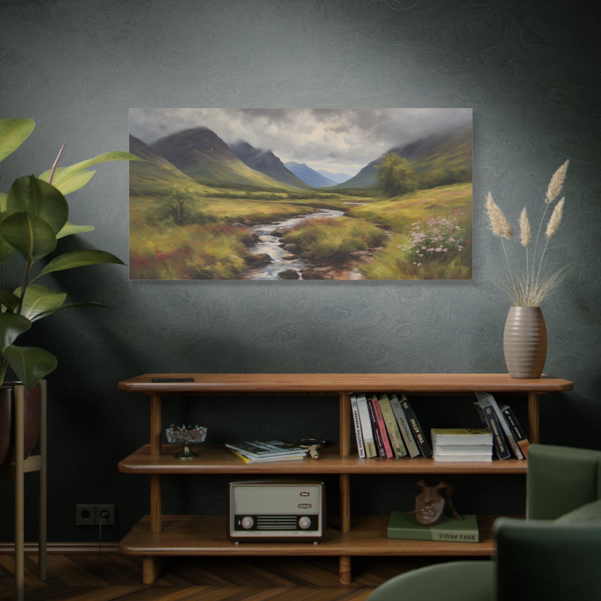 Glencoe Oil Painting Print – Scottish Highlands Mountain Landscape Wall Art