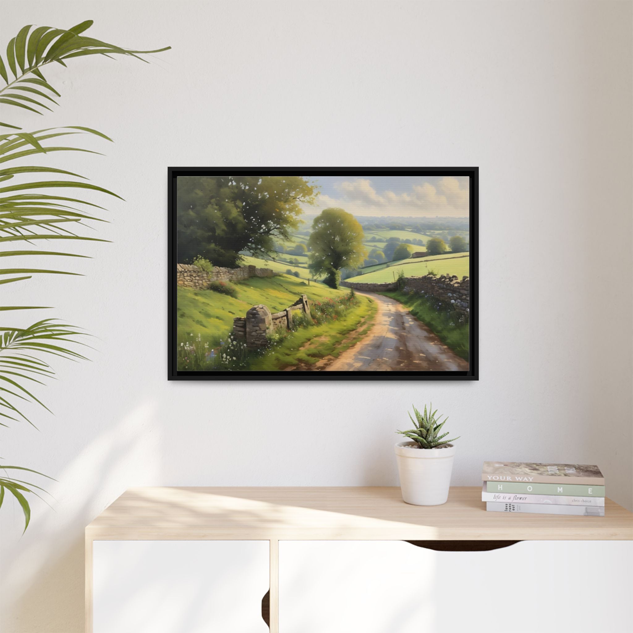 Cotswolds Oil Painting Print – English Countryside Landscape Wall Art