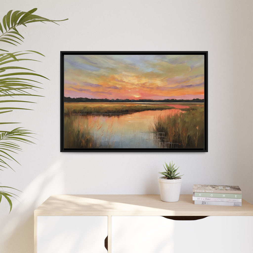 Salt Marsh Oil Painting Print – Tranquil Sunset Landscape Wall Art