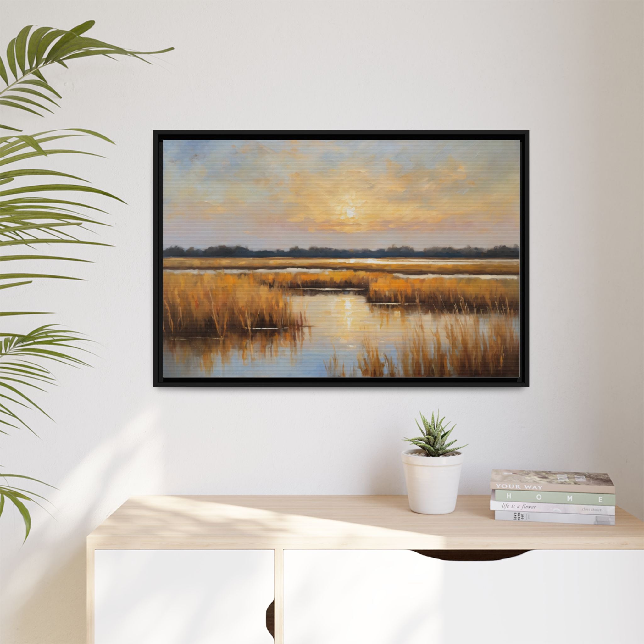 Salt Marsh Oil Painting Print – Lowcountry Sunset Landscape Wall Art