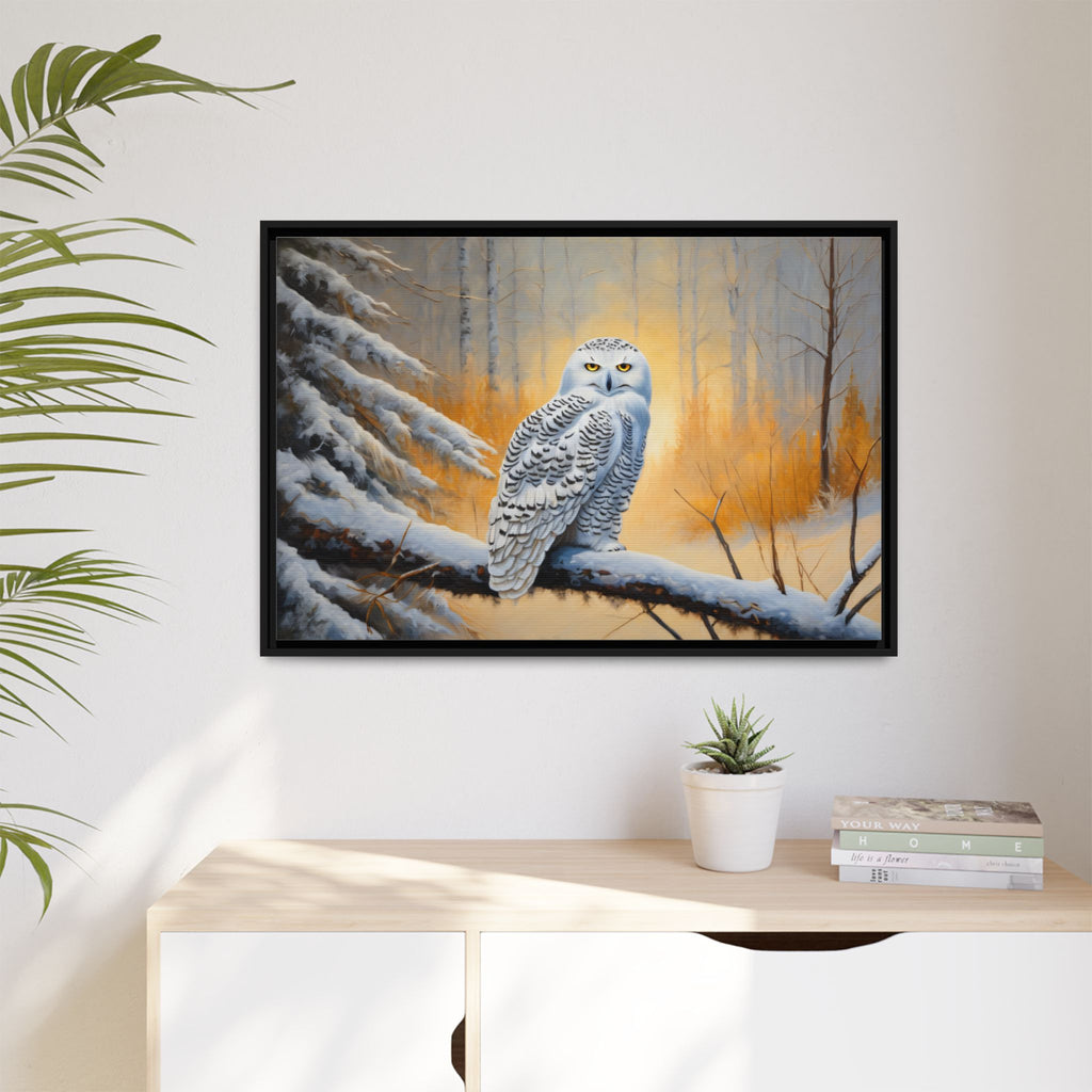 Snowy Owl Oil Painting Print – Winter Forest Wildlife Wall Art