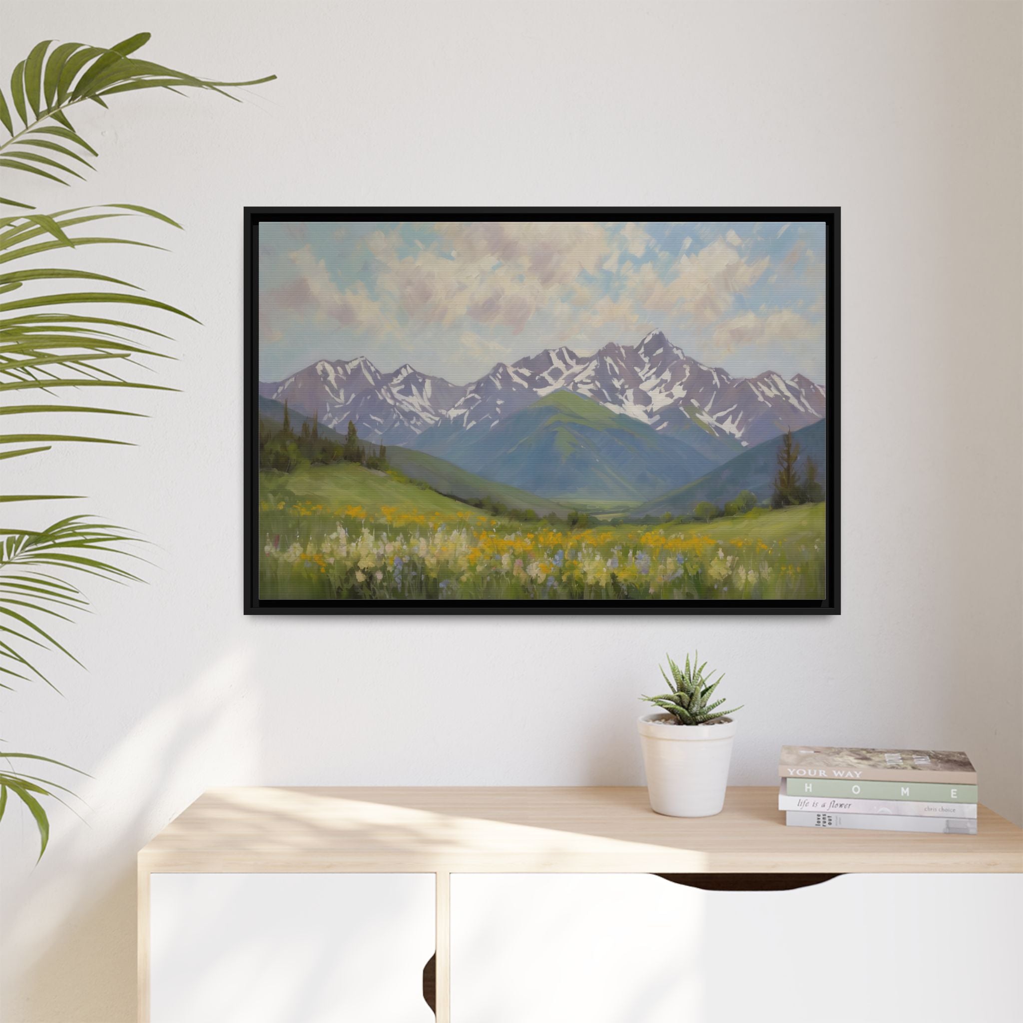 Wasatch Mountains Oil Painting Print – Utah Wildflower Mountain Landscape Wall Art
