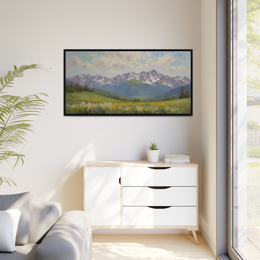 Wasatch Mountains Oil Painting Print – Utah Wildflower Mountain Landscape Wall Art
