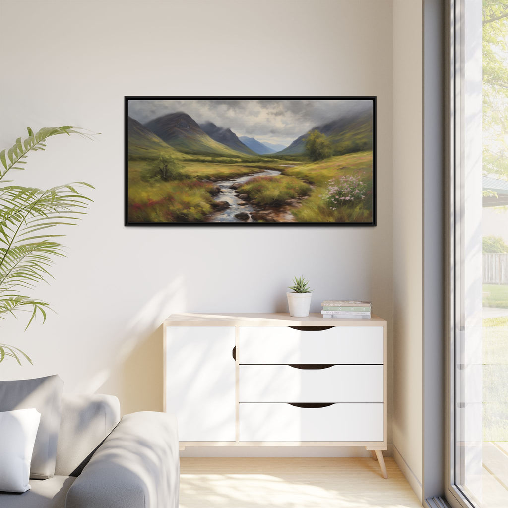Glencoe Oil Painting Print – Scottish Highlands Mountain Landscape Wall Art