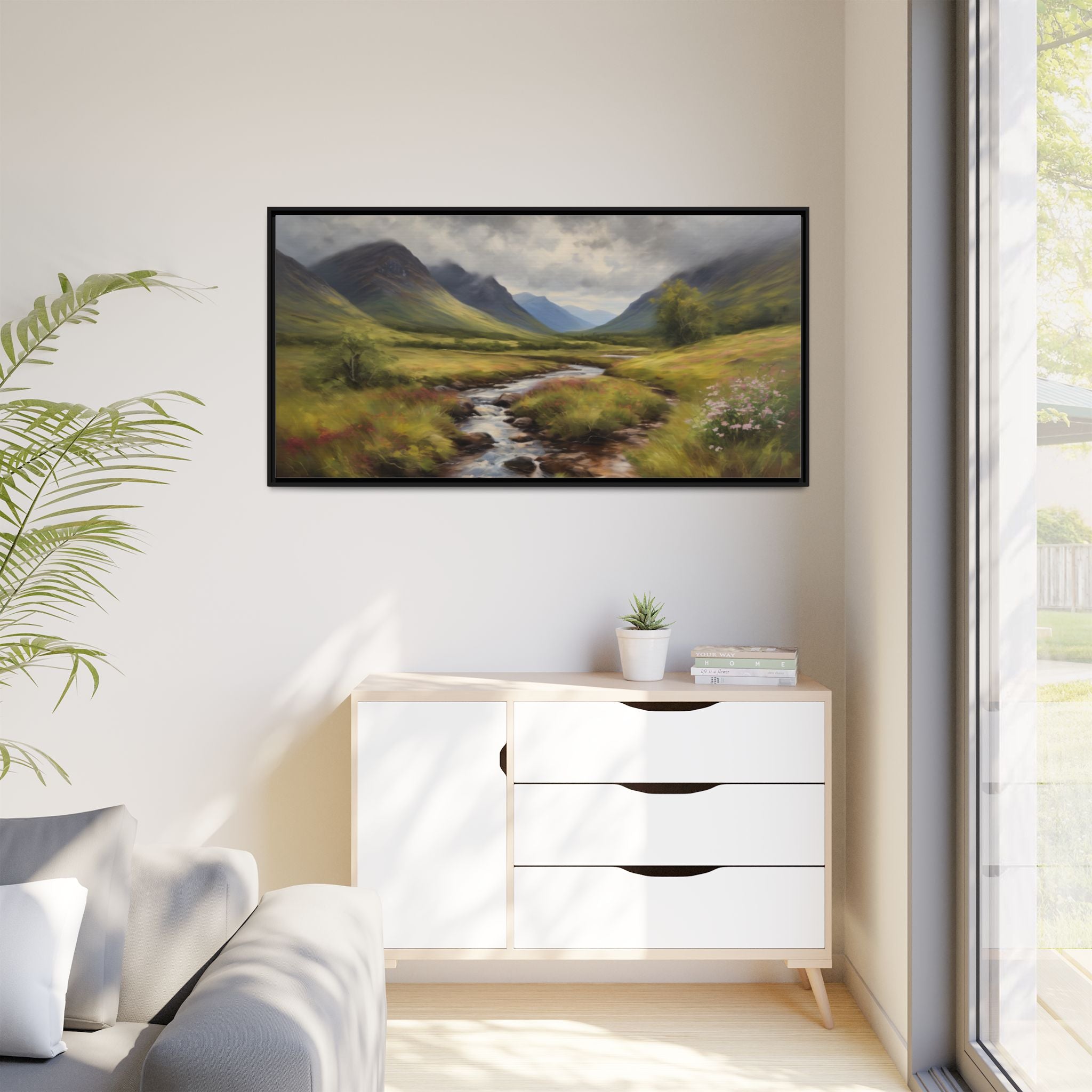 Glencoe Oil Painting Print – Scottish Highlands Mountain Landscape Wall Art