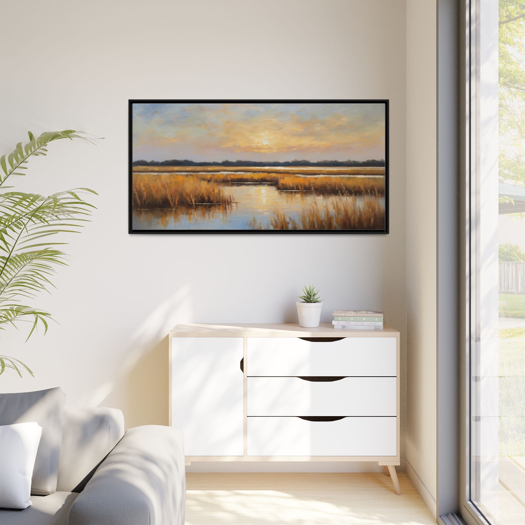 Salt Marsh Oil Painting Print – Lowcountry Sunset Landscape Wall Art