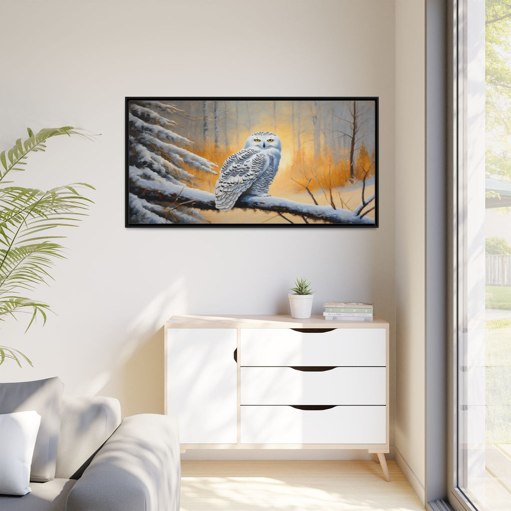 Snowy Owl Oil Painting Print – Winter Forest Wildlife Wall Art
