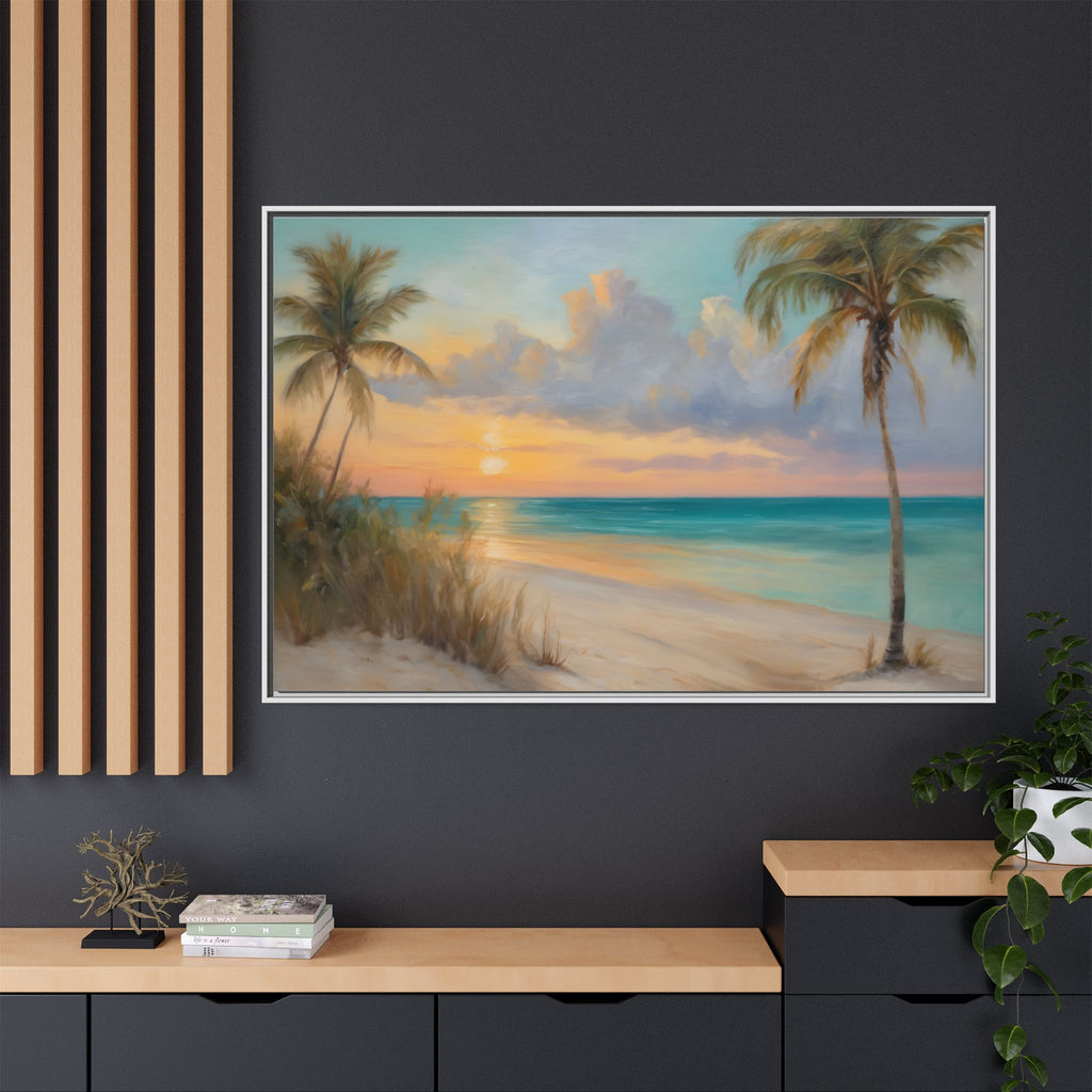 Florida Beach Oil Painting Print – Key West Sunset Coastal Landscape Wall Art