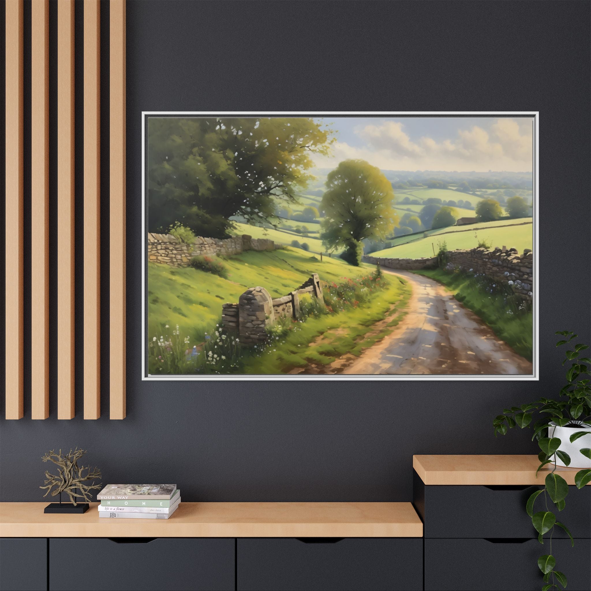 Cotswolds Oil Painting Print – English Countryside Landscape Wall Art
