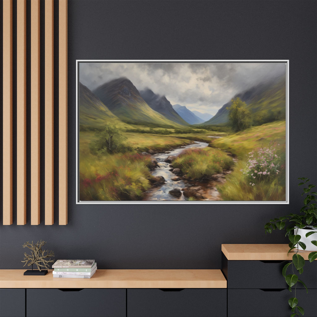 Glencoe Oil Painting Print – Scottish Highlands Mountain Landscape Wall Art