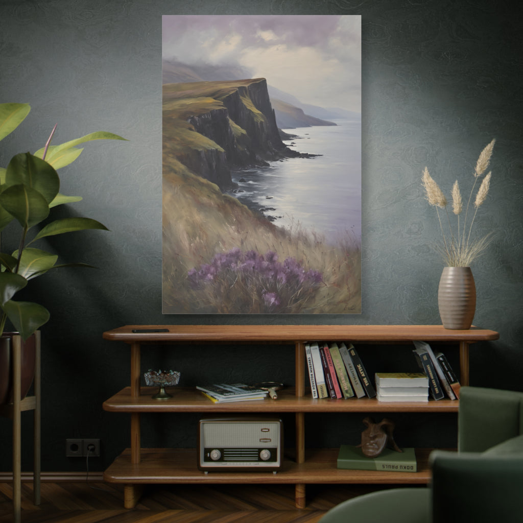 Isle of Skye Oil Painting Print – Scottish Highlands Coastal Landscape Wall Art
