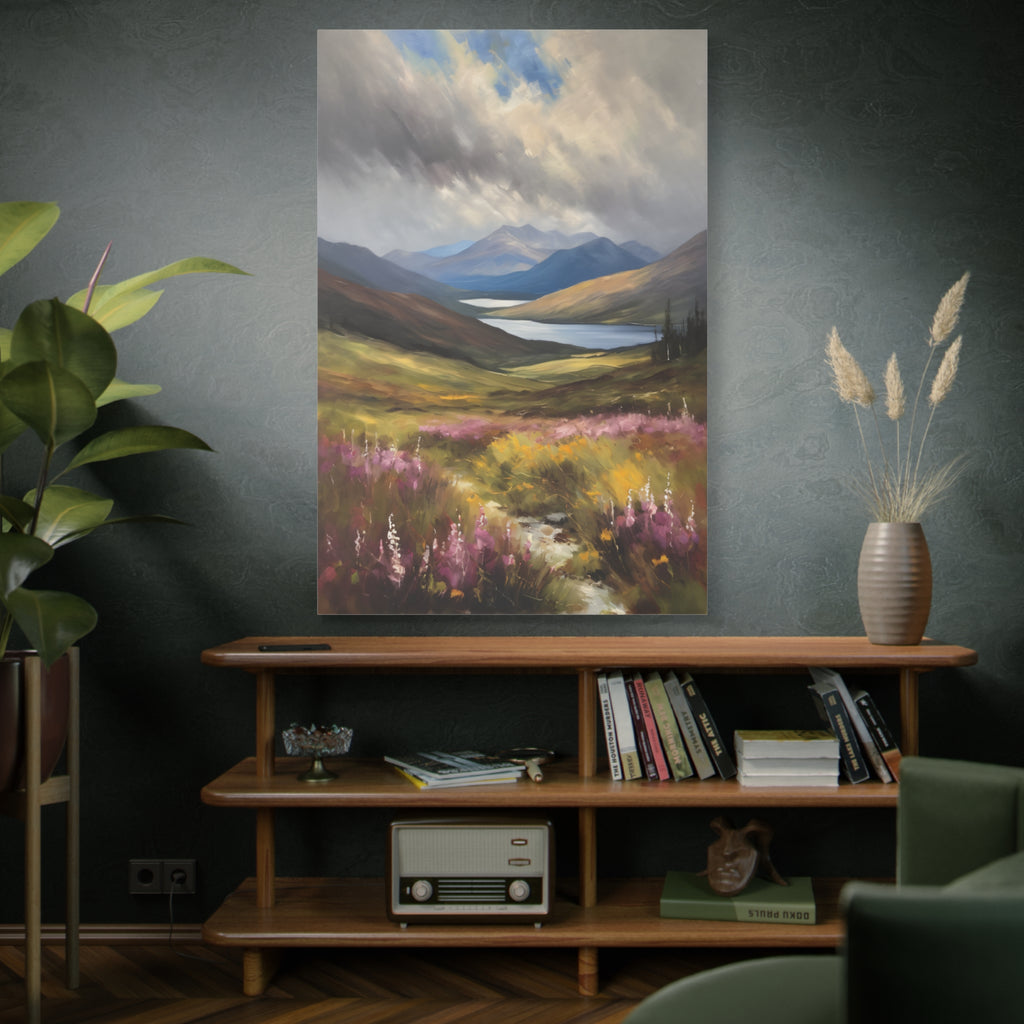 Scottish Highlands Oil Painting Print – Isle of Skye Mountain Landscape Wall Art