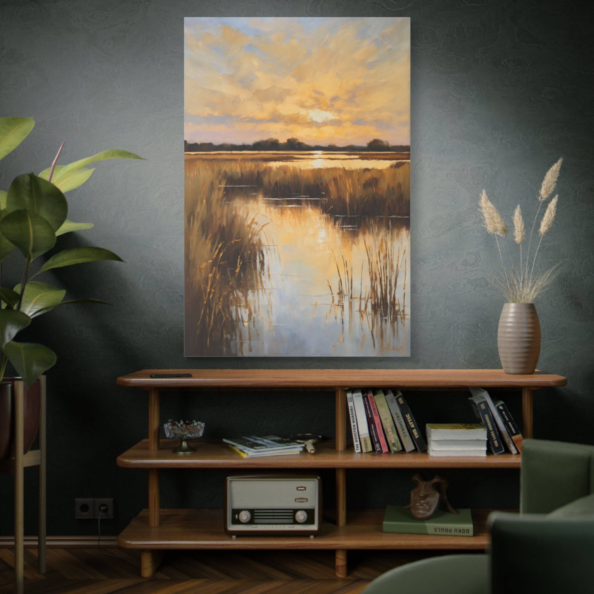 Salt Marsh Oil Painting Print – Lowcountry Sunset Landscape Wall Art