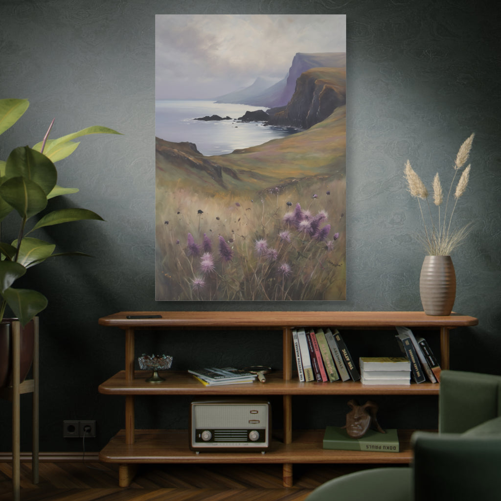 Isle of Skye Oil Painting Print – Scottish Highlands Coastal Landscape Wall Art