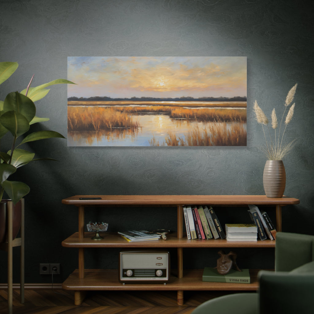 Salt Marsh Oil Painting Print – Lowcountry Sunset Landscape Wall Art