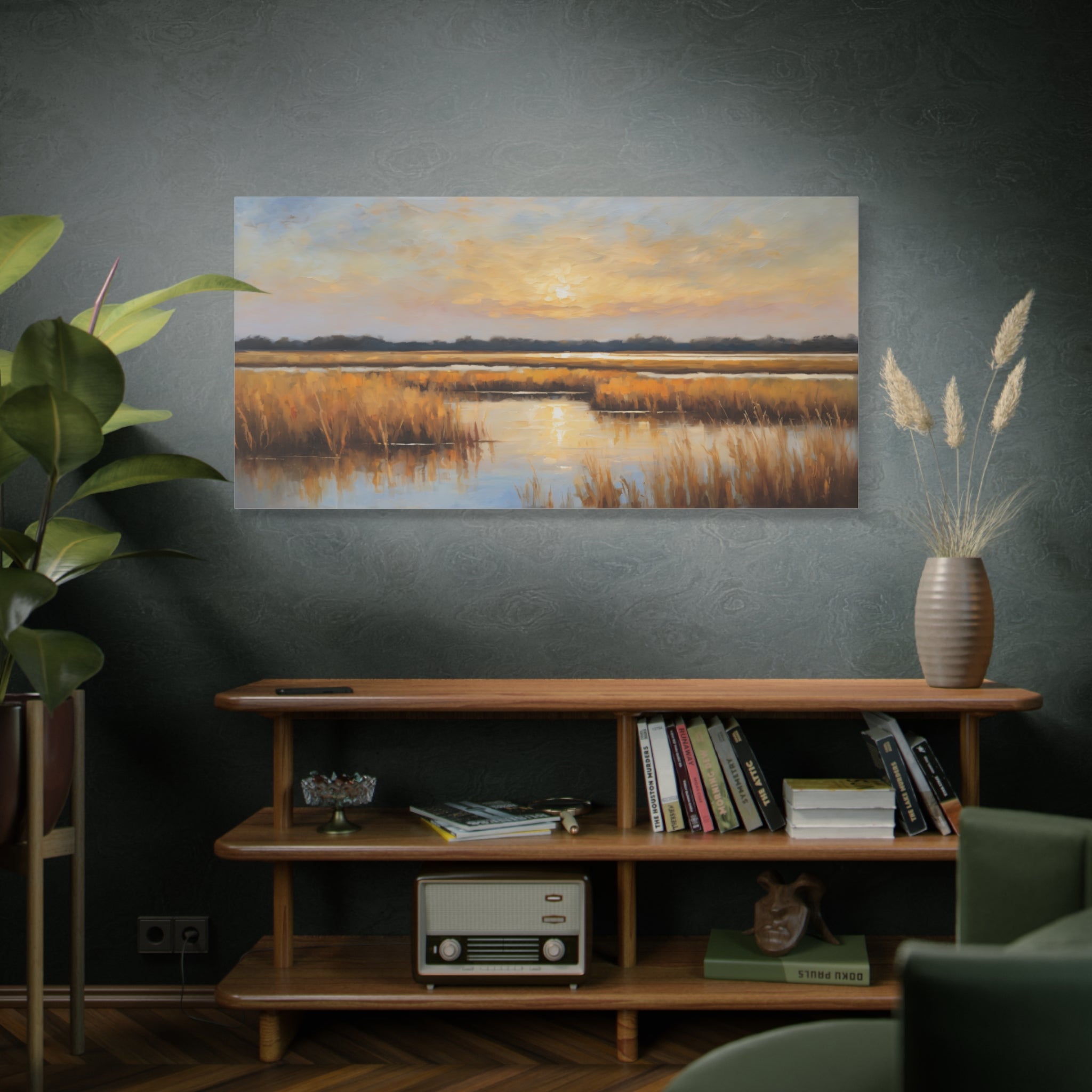 Salt Marsh Oil Painting Print – Lowcountry Sunset Landscape Wall Art