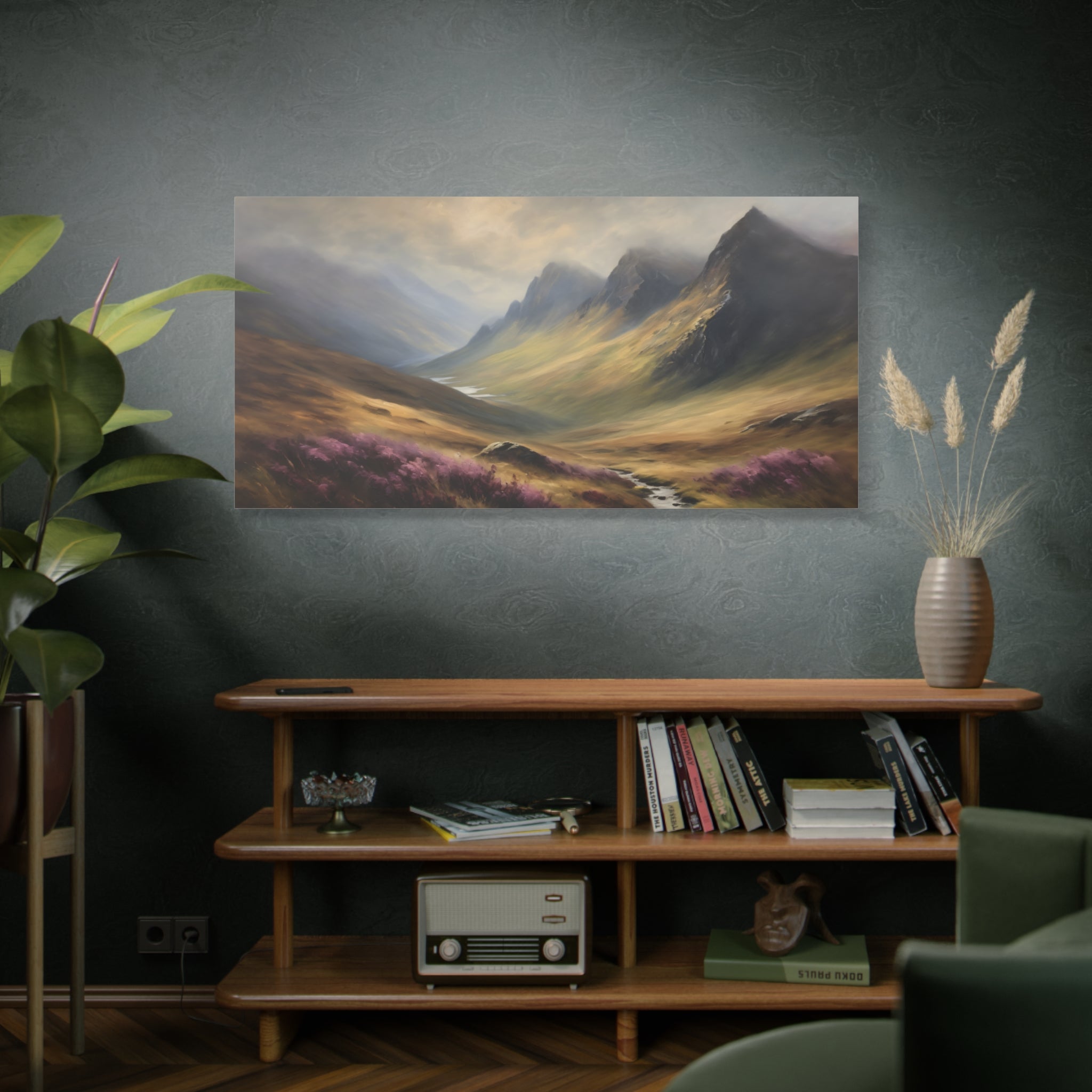 Scottish Highlands Oil Painting Print – Isle of Skye Mountain Landscape Wall Art