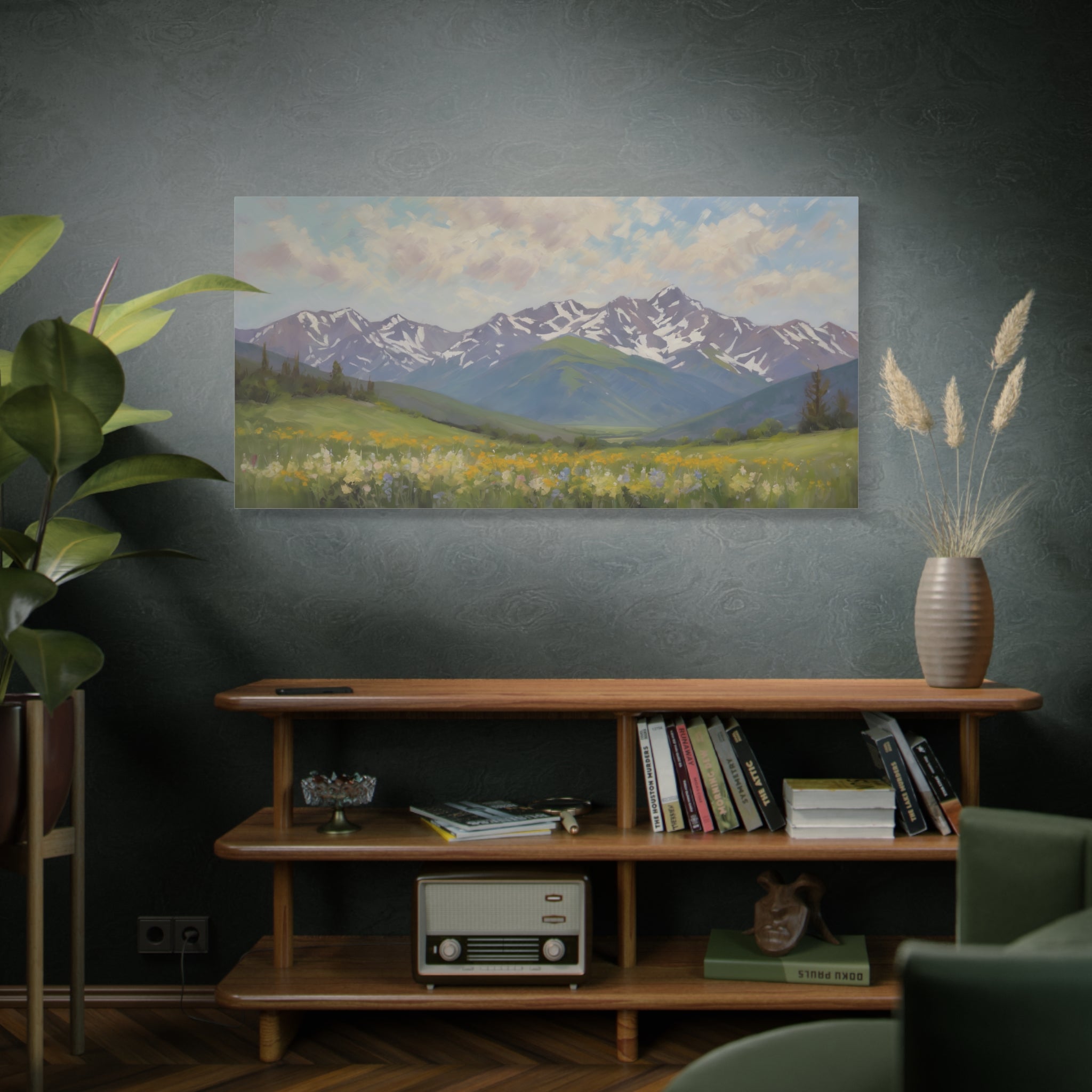 Wasatch Mountains Oil Painting Print – Utah Wildflower Mountain Landscape Wall Art