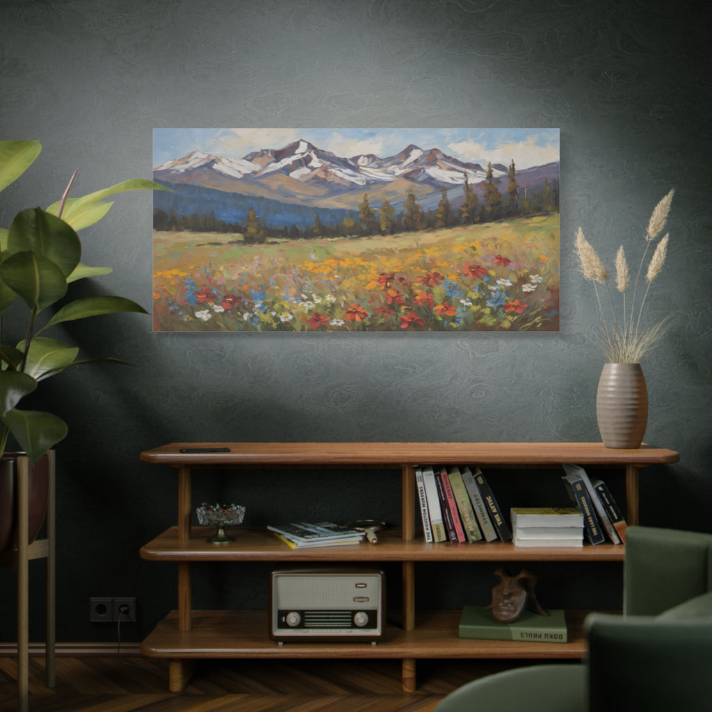 Wasatch Mountains Oil Painting Print – Utah Wildflower Mountain Landscape Wall Art