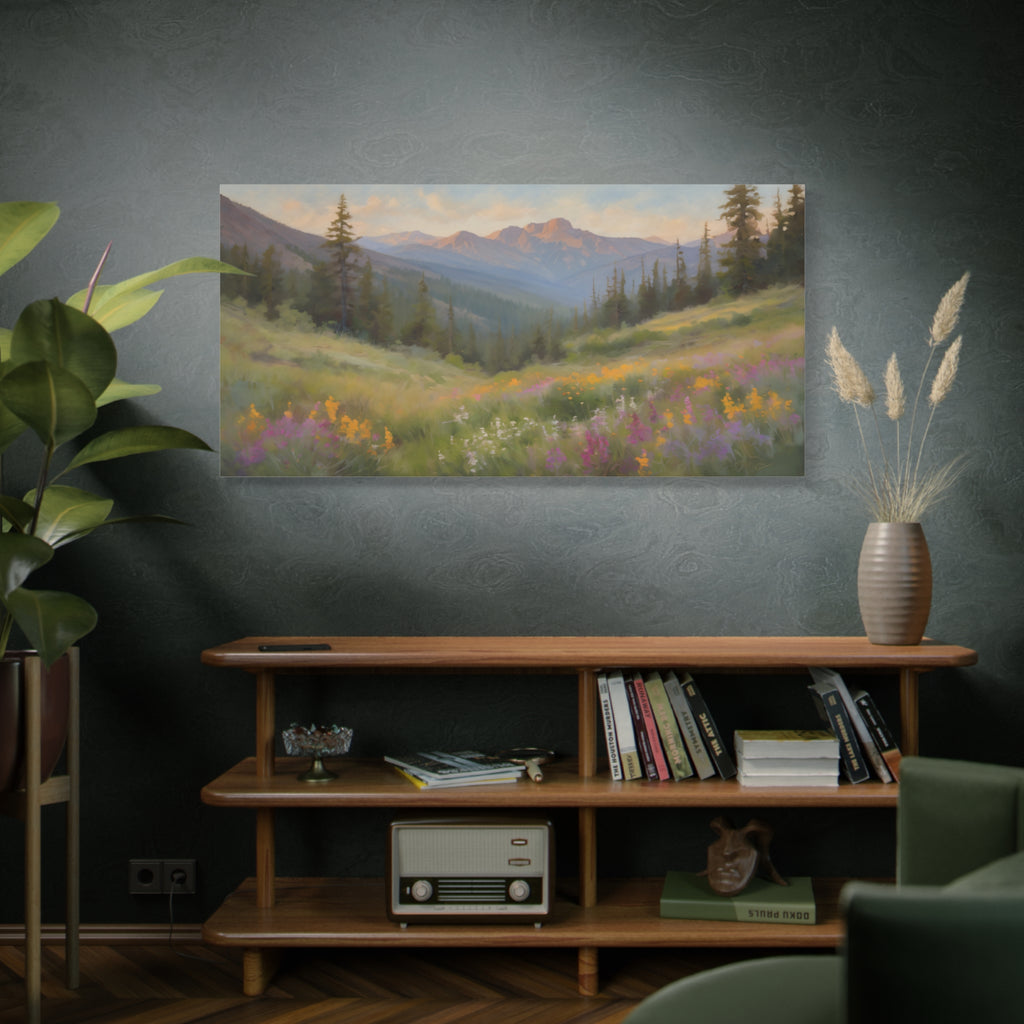 Wasatch Mountains Oil Painting Print – Utah Wildflower Landscape Wall Art