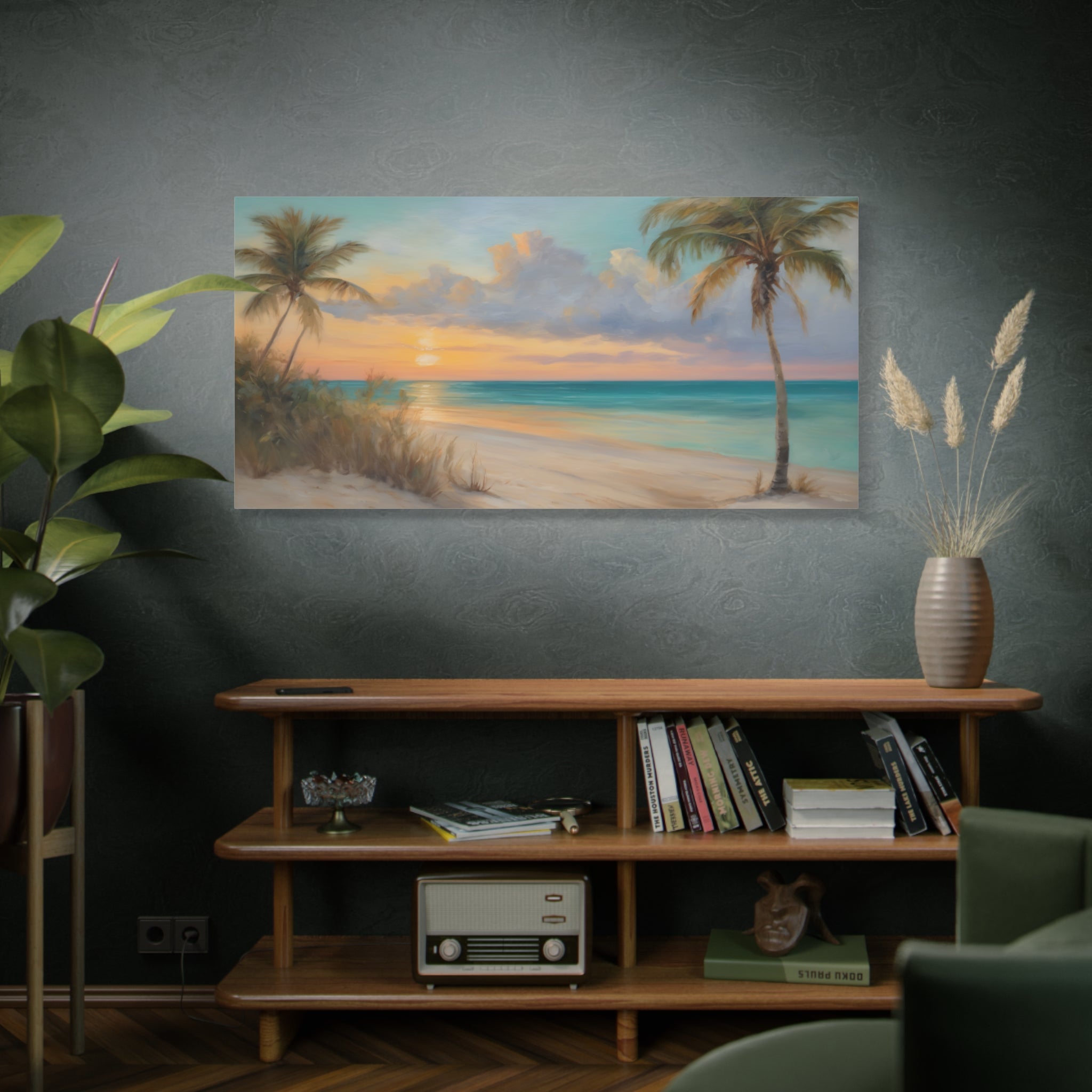Florida Beach Oil Painting Print – Key West Sunset Coastal Landscape Wall Art