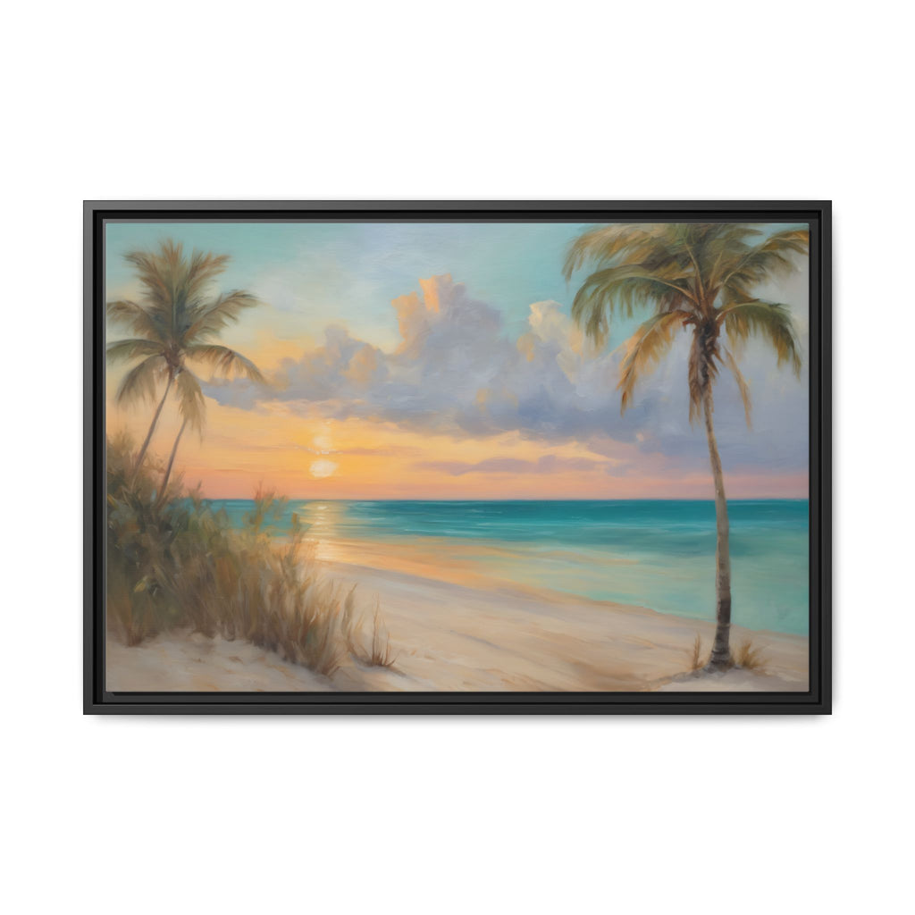 Florida Beach Oil Painting Print – Key West Sunset Coastal Landscape Wall Art