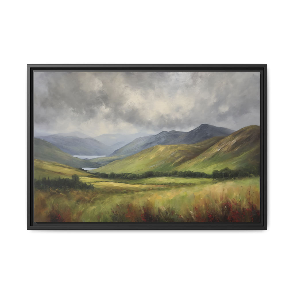 Scottish Highlands Oil Painting Print – Highland Mountain Landscape Wall Art