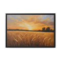 Golden Wheat Field Oil Painting Print – Rustic Farm Landscape Wall Art