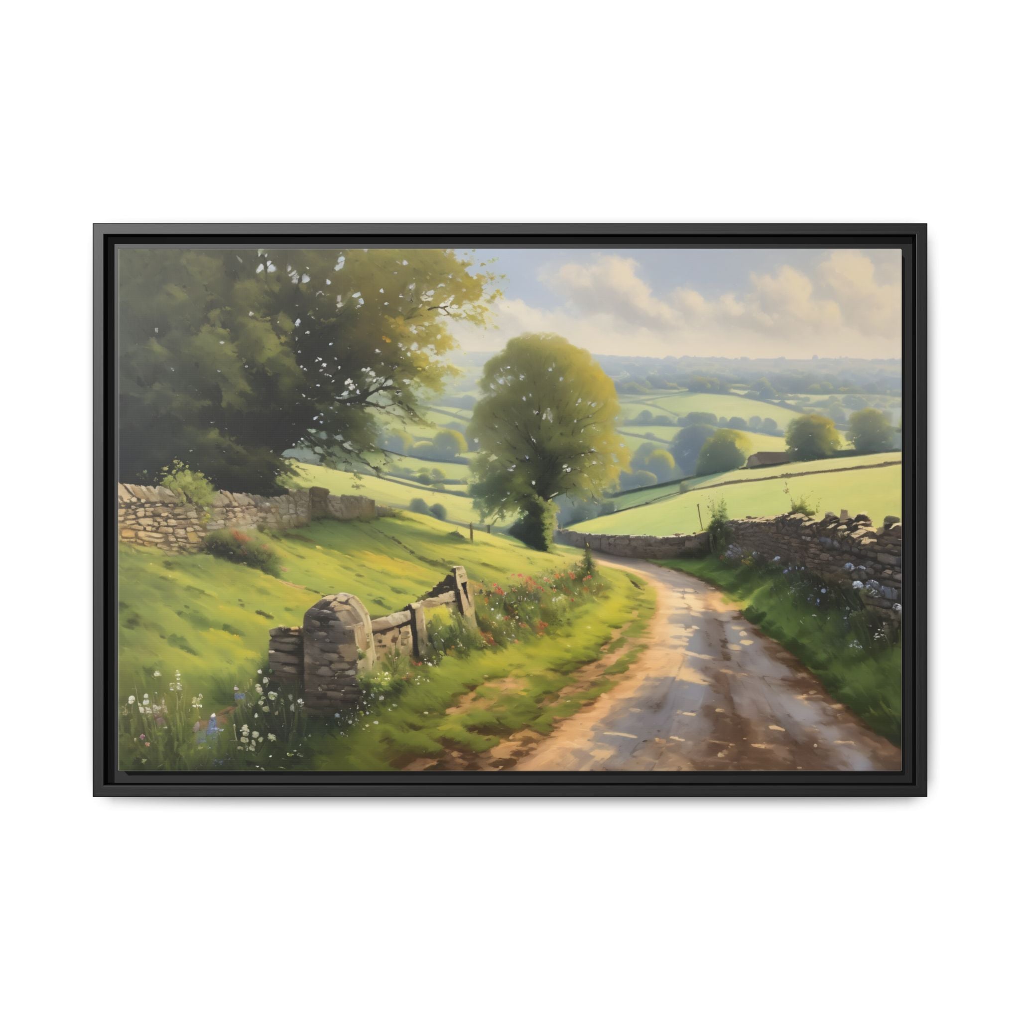 Cotswolds Oil Painting Print – English Countryside Landscape Wall Art