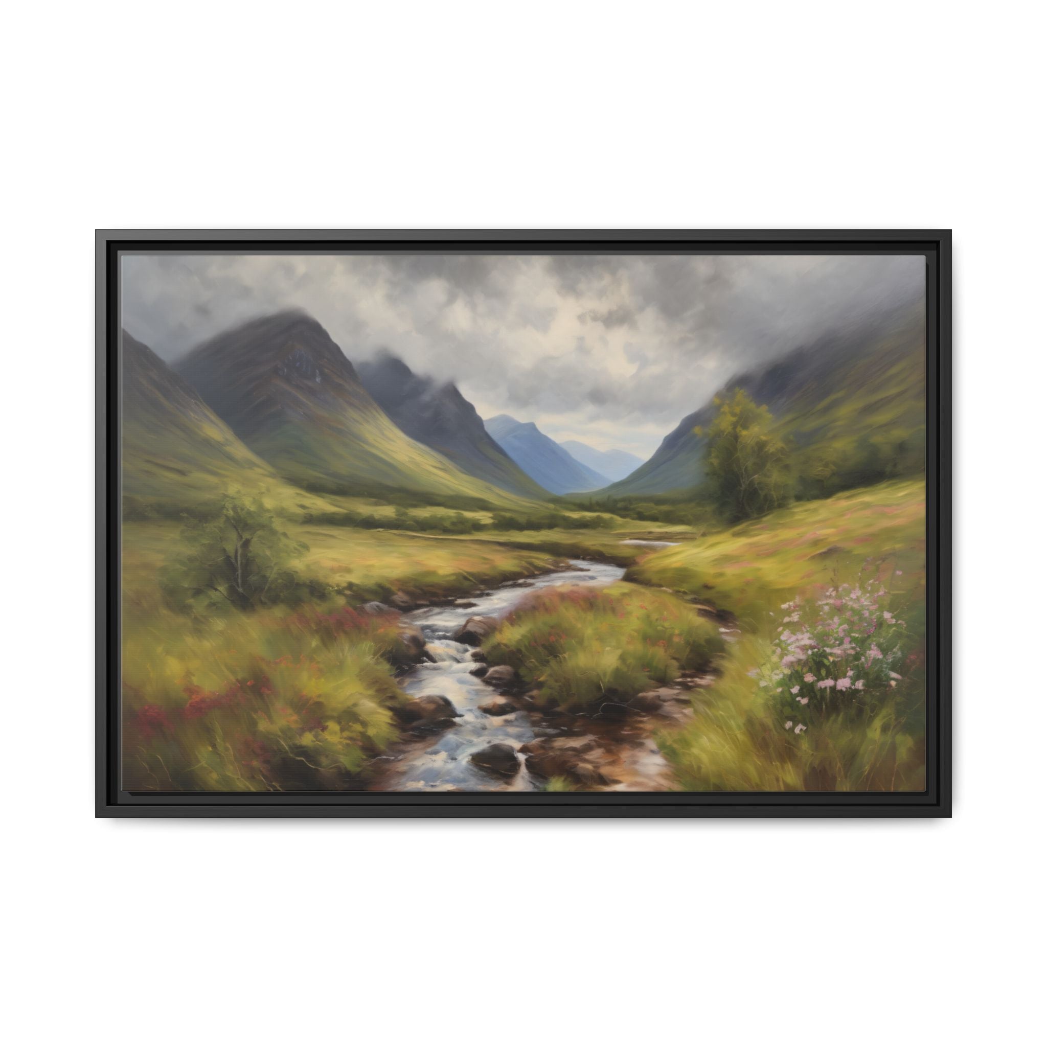 Glencoe Oil Painting Print – Scottish Highlands Mountain Landscape Wall Art