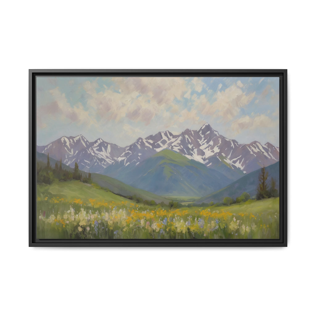 Wasatch Mountains Oil Painting Print – Utah Wildflower Mountain Landscape Wall Art
