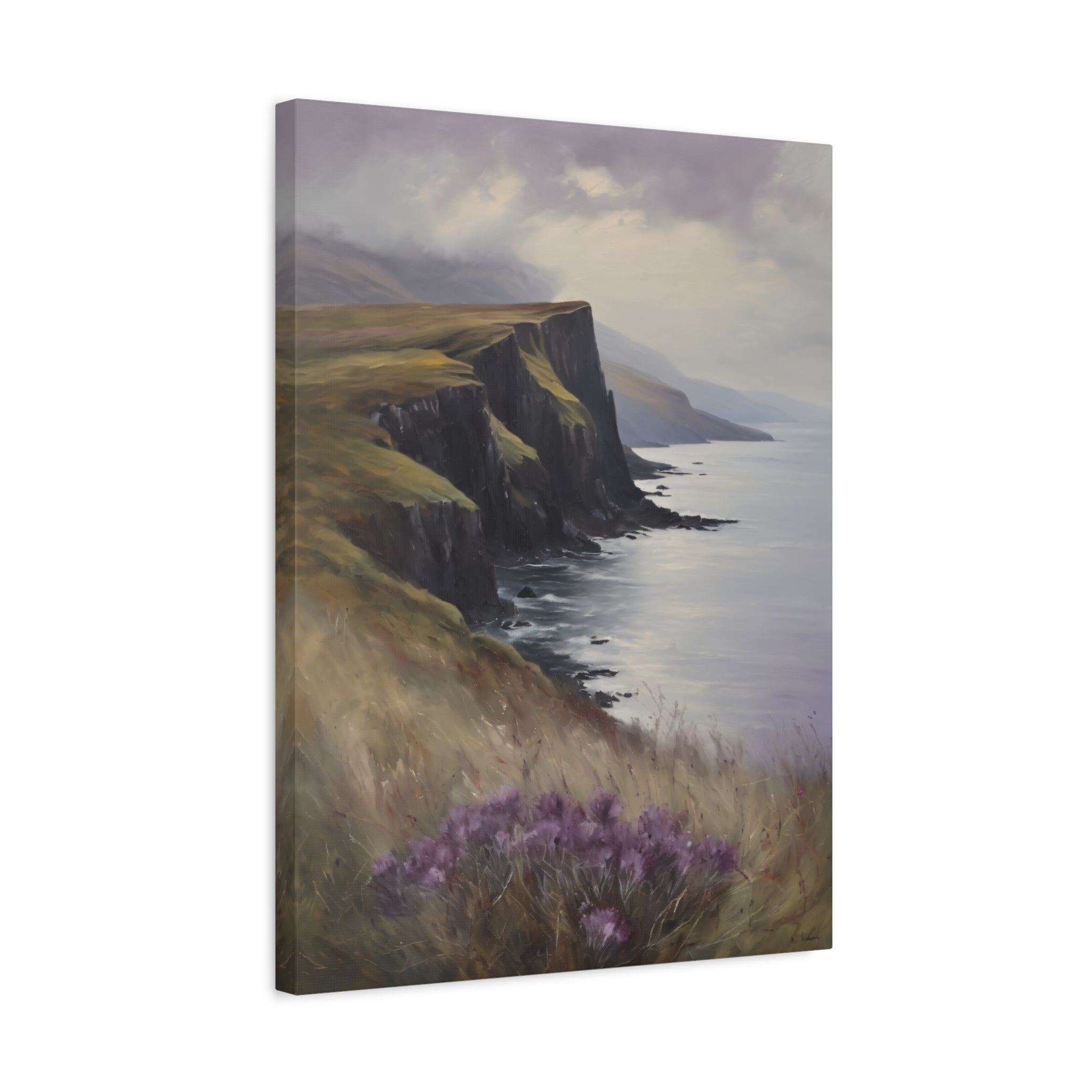 Isle of Skye Oil Painting Print – Scottish Highlands Coastal Landscape Wall Art