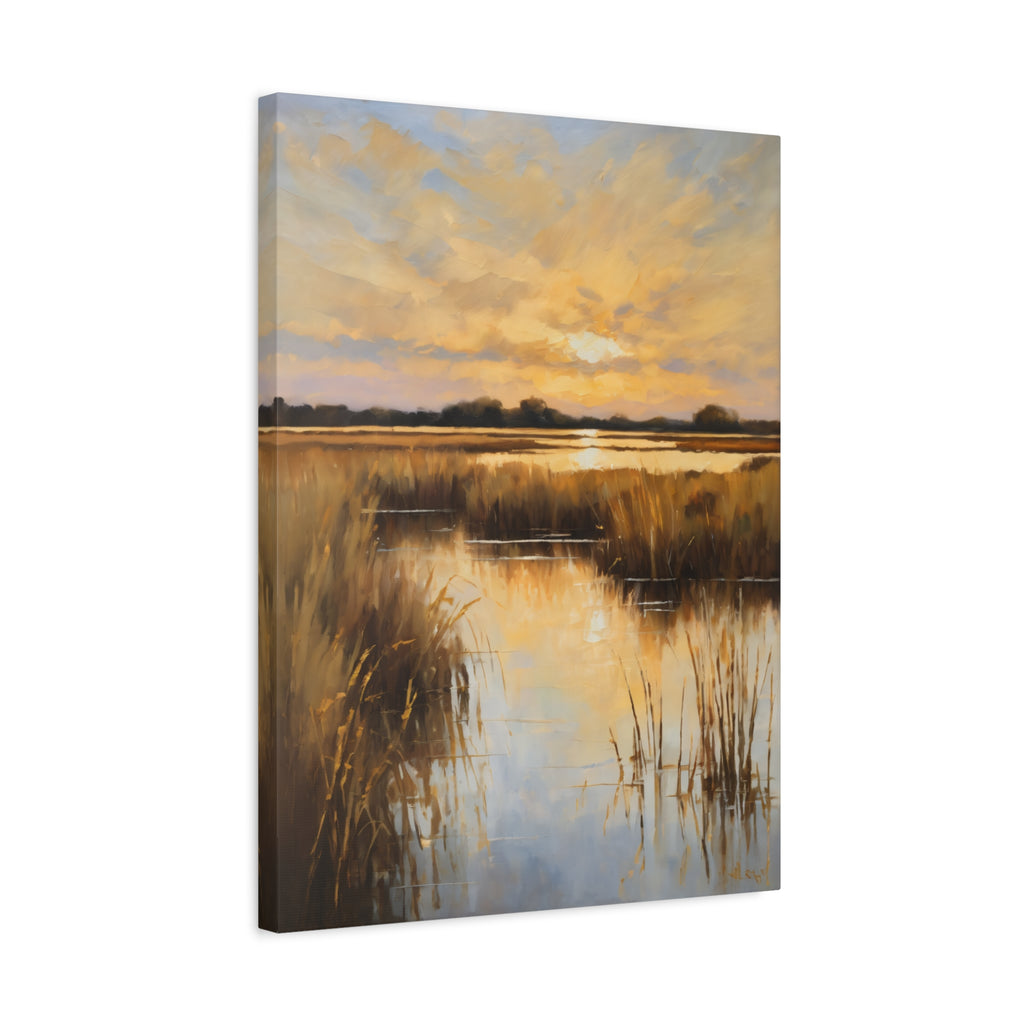 Salt Marsh Oil Painting Print – Lowcountry Sunset Landscape Wall Art