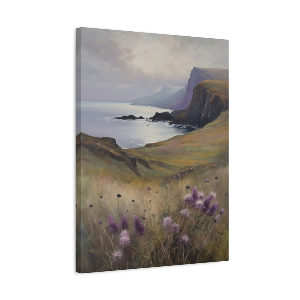 Isle of Skye Oil Painting Print – Scottish Highlands Coastal Landscape Wall Art