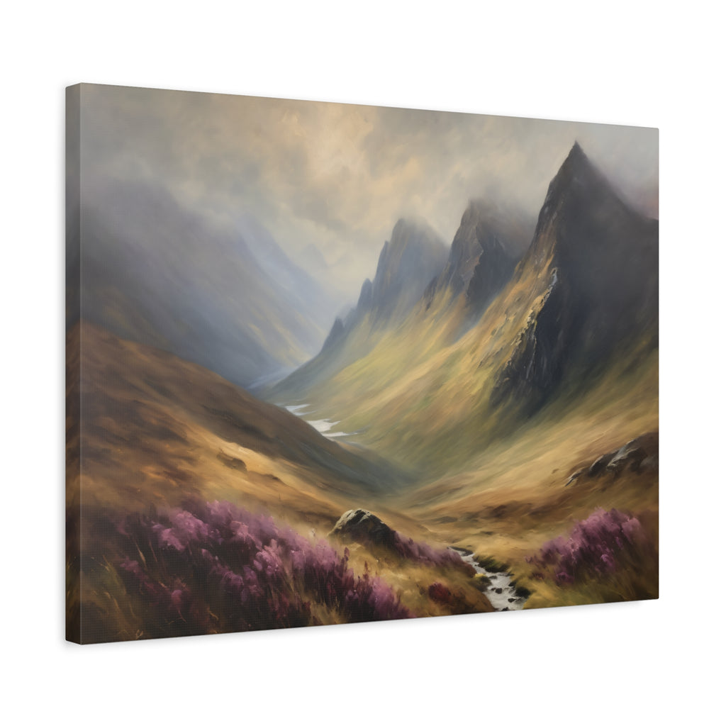 Scottish Highlands Oil Painting Print – Isle of Skye Mountain Landscape Wall Art