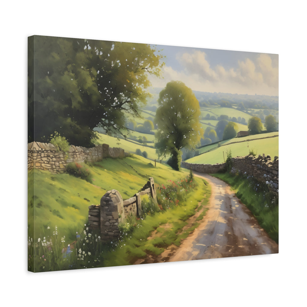 Cotswolds Oil Painting Print – English Countryside Landscape Wall Art