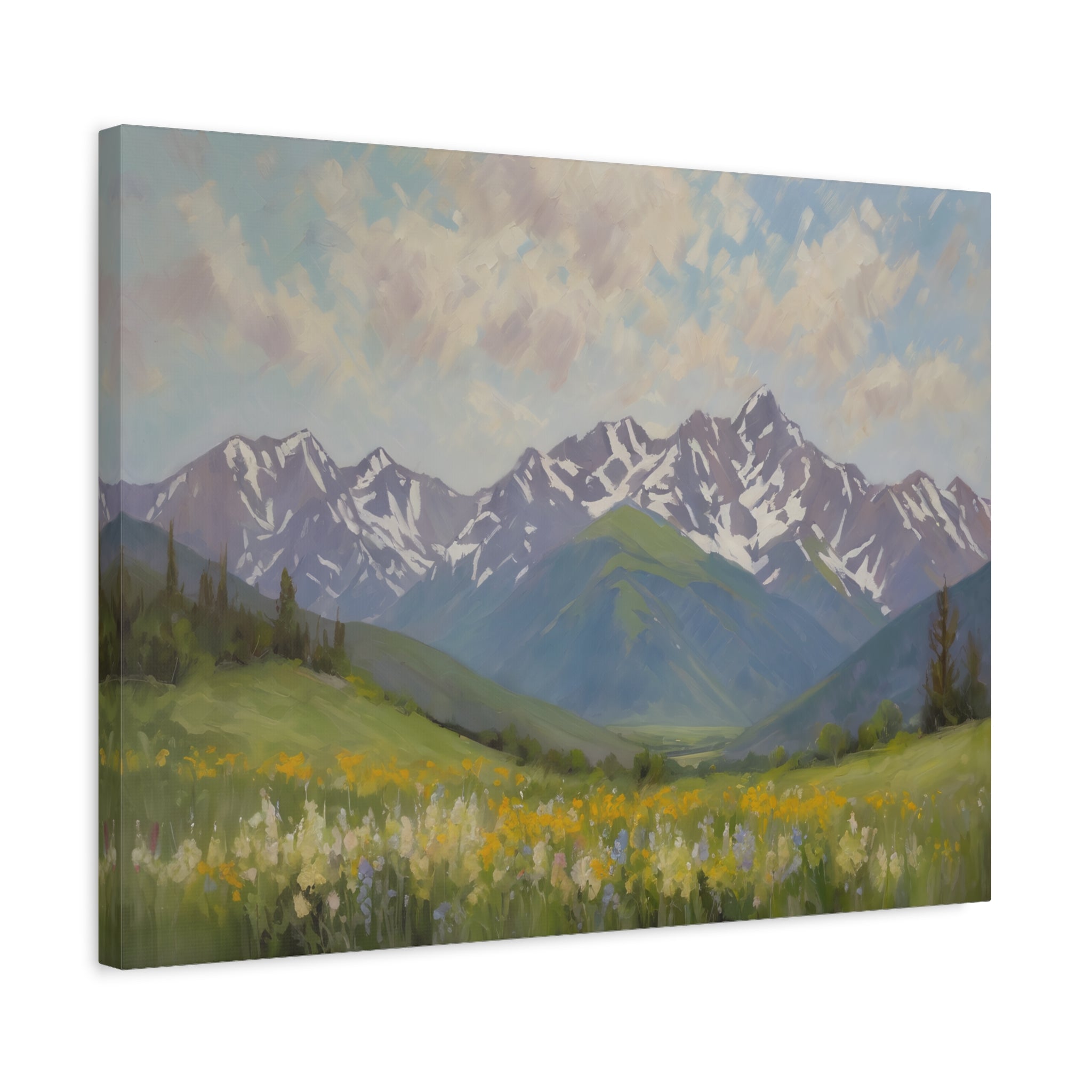 Wasatch Mountains Oil Painting Print – Utah Wildflower Mountain Landscape Wall Art
