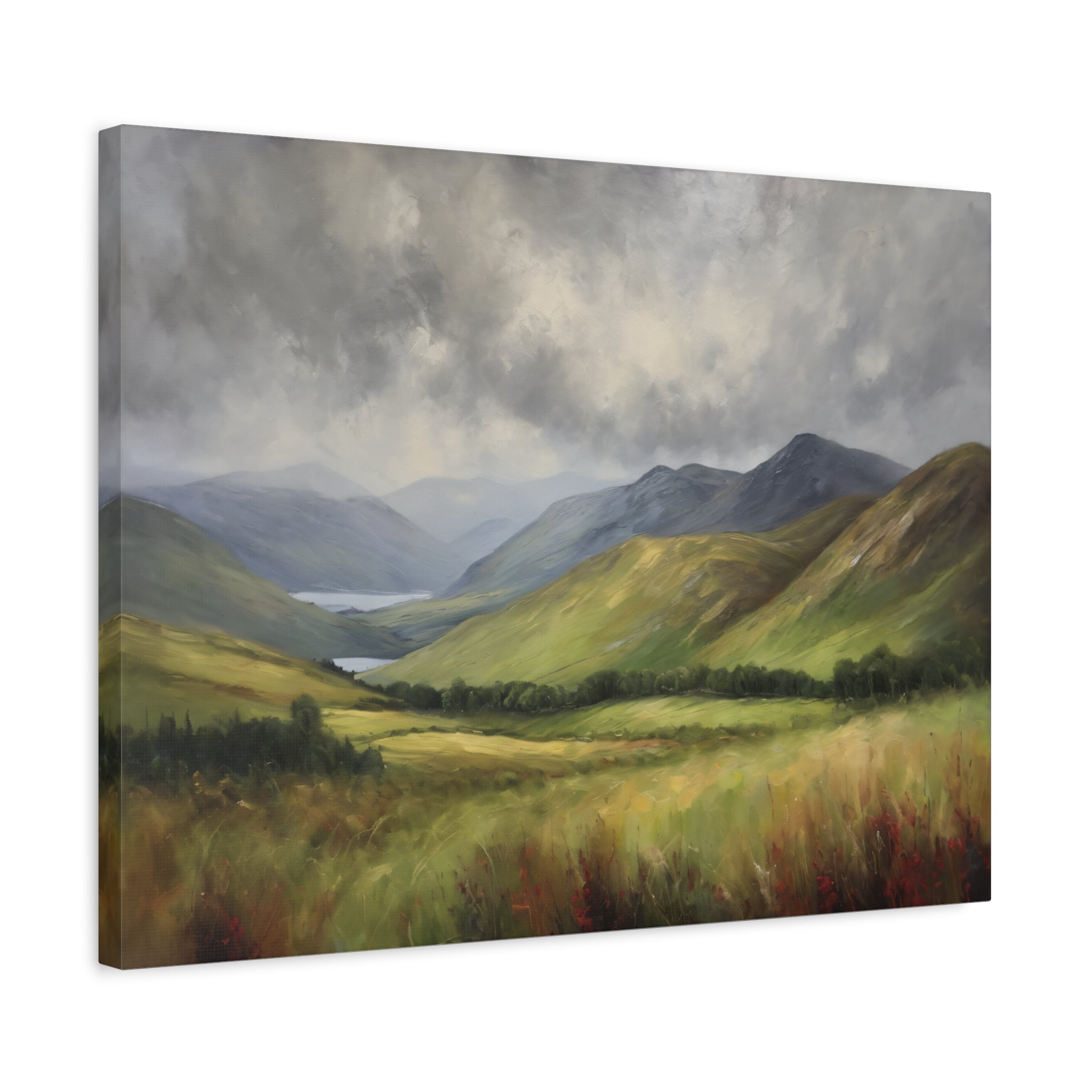 Scottish Highlands Oil Painting Print – Highland Mountain Landscape Wall Art